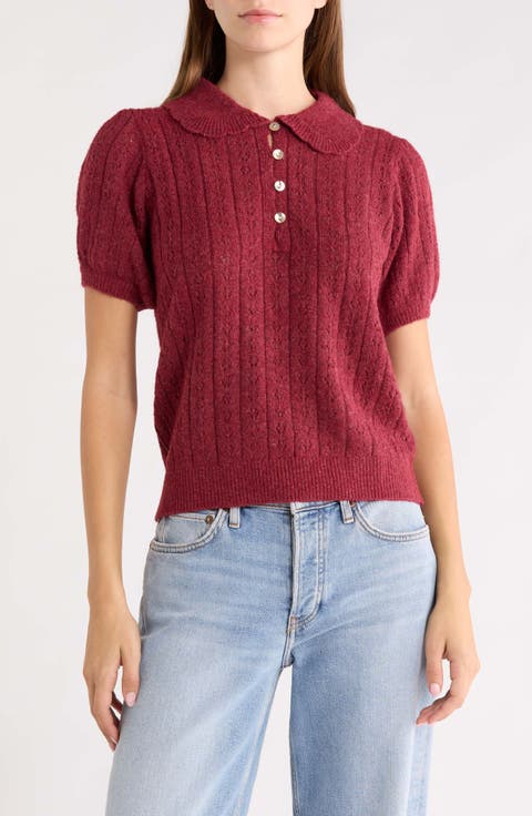 Sophie Pointelle Polo Sweater