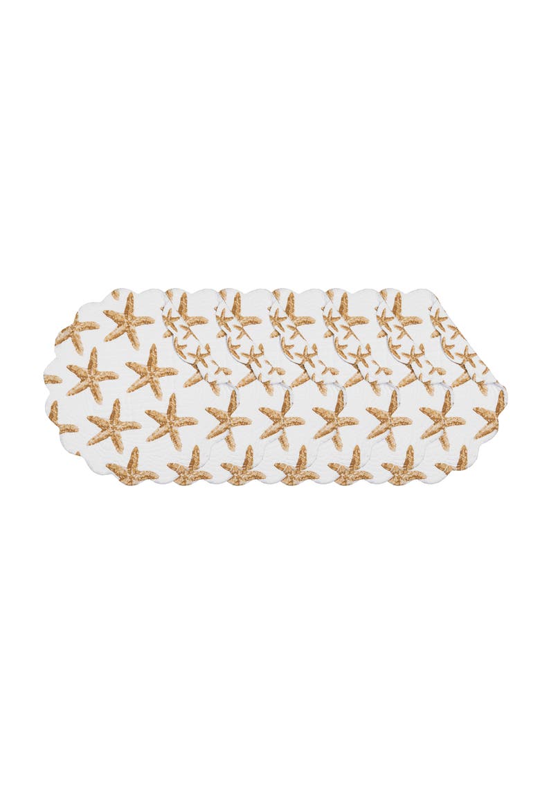 Sandbridge Stars Round Placemats Set of 6, 17", Alternate, color, White
