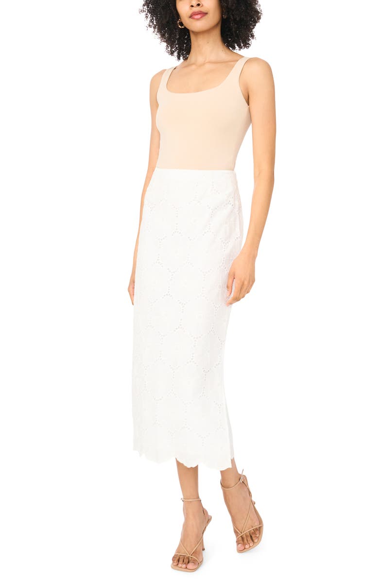 Vince Camuto Eyelet Maxi Skirt, Alternate, color, Ultra White