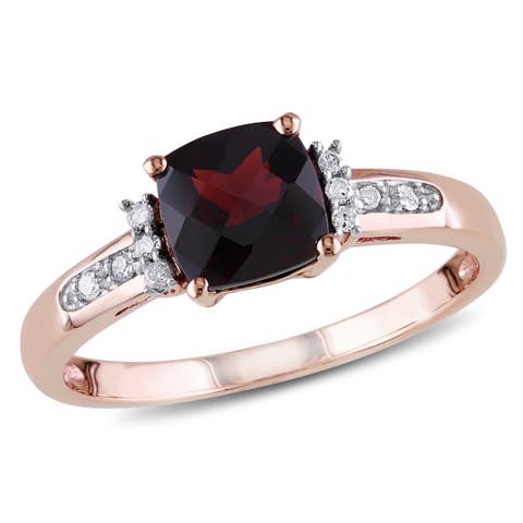 Cushion-Cut Gemstone & Diamond Ring 10k