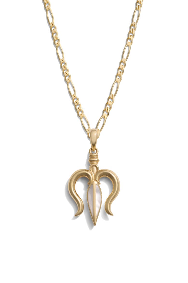 Mother-of Pearl Trident Pendant Necklace, Main, color, 14K GOLD VERMEIL