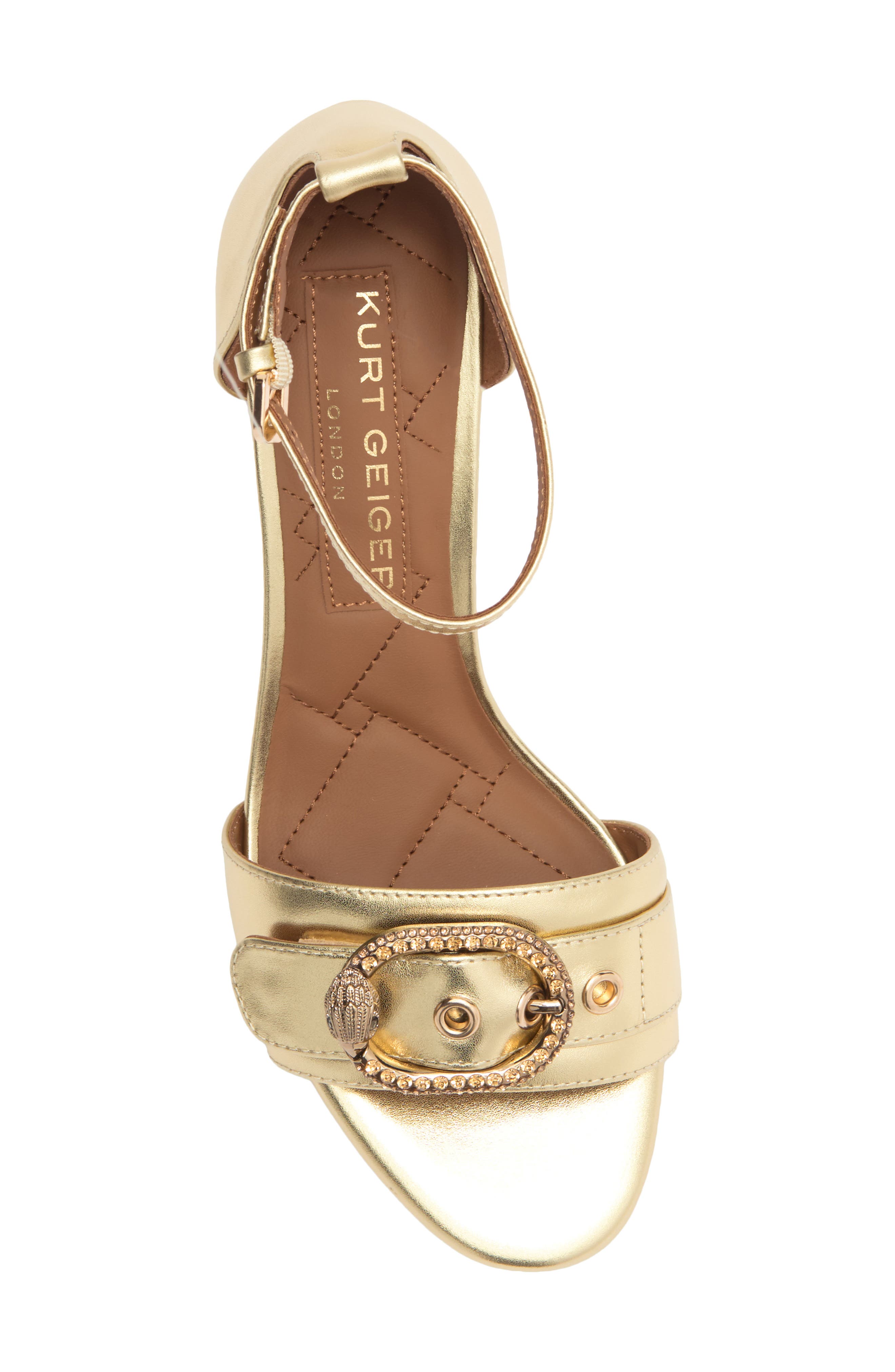 Kurt Geiger London Mayfair Eagle Block Heel Sandal, Alternate, color, Gold