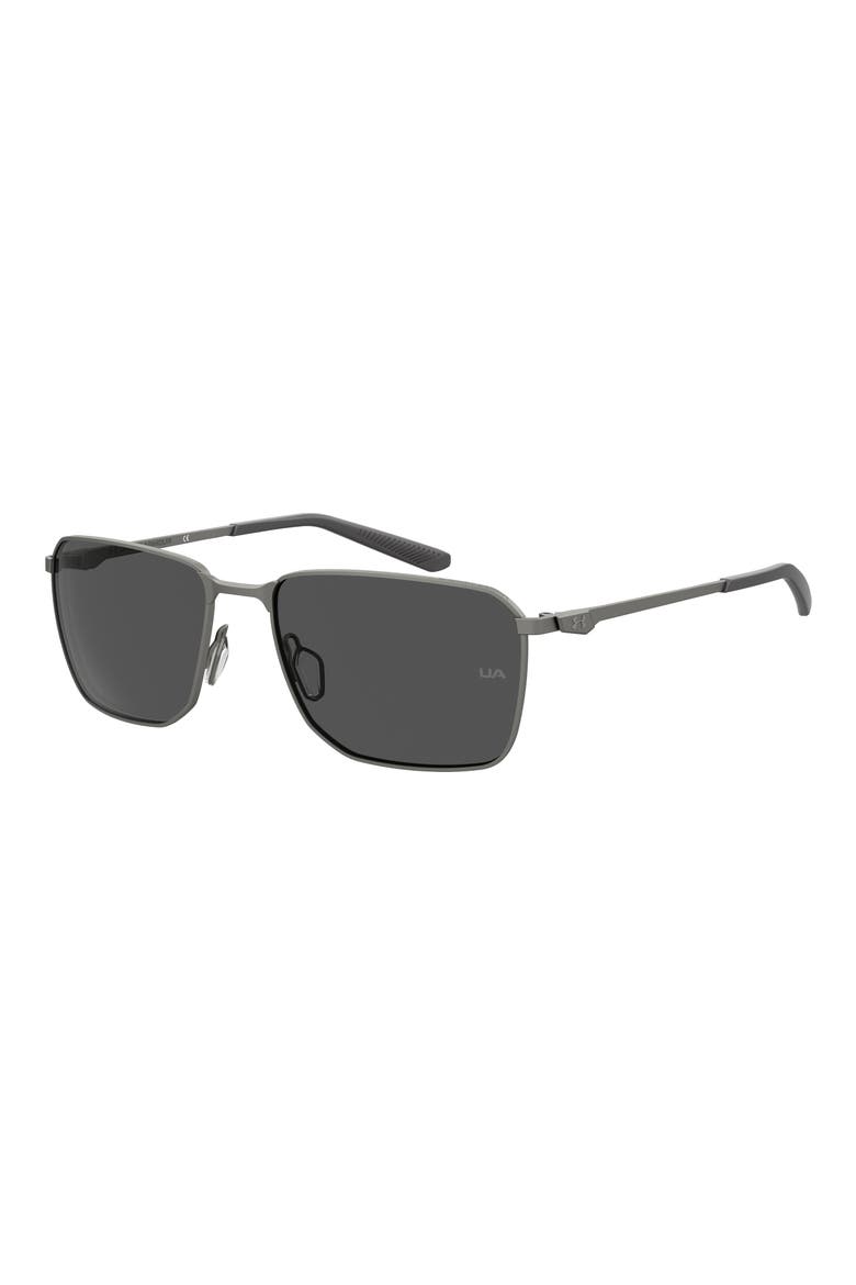 58mm Rectangular Sunglasses, Alternate, color, DARK RUTHENIUM