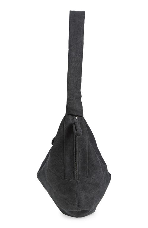 Lemaire X-large Croissant Canvas Shoulder Bag In Ash Black