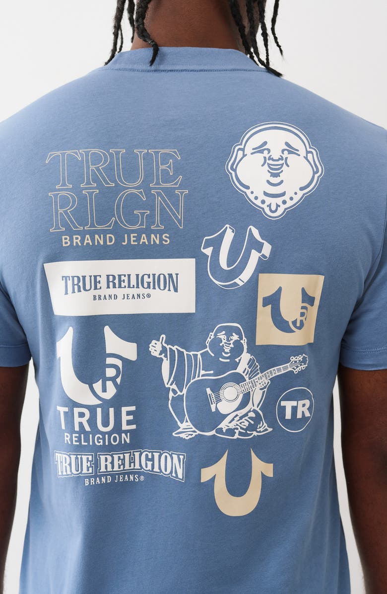 True Religion Mixed Logo Graphic T-Shirt, Alternate, color, Coronet Blue