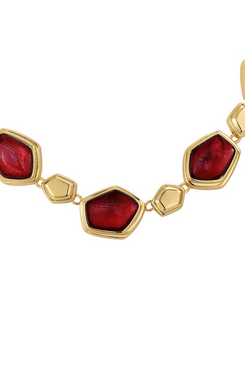 Rc Retro Chic Red Velvet Necklace In Gold