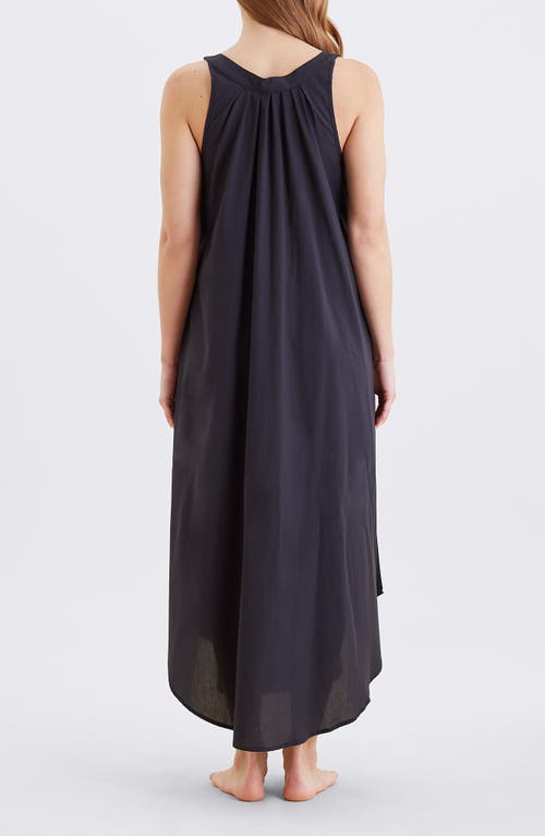 Papinelle Madison Button-up Maxi Nightgown In Black