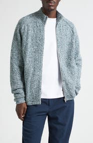 PALMES Mélange Cotton Blend Full Zip Sweater