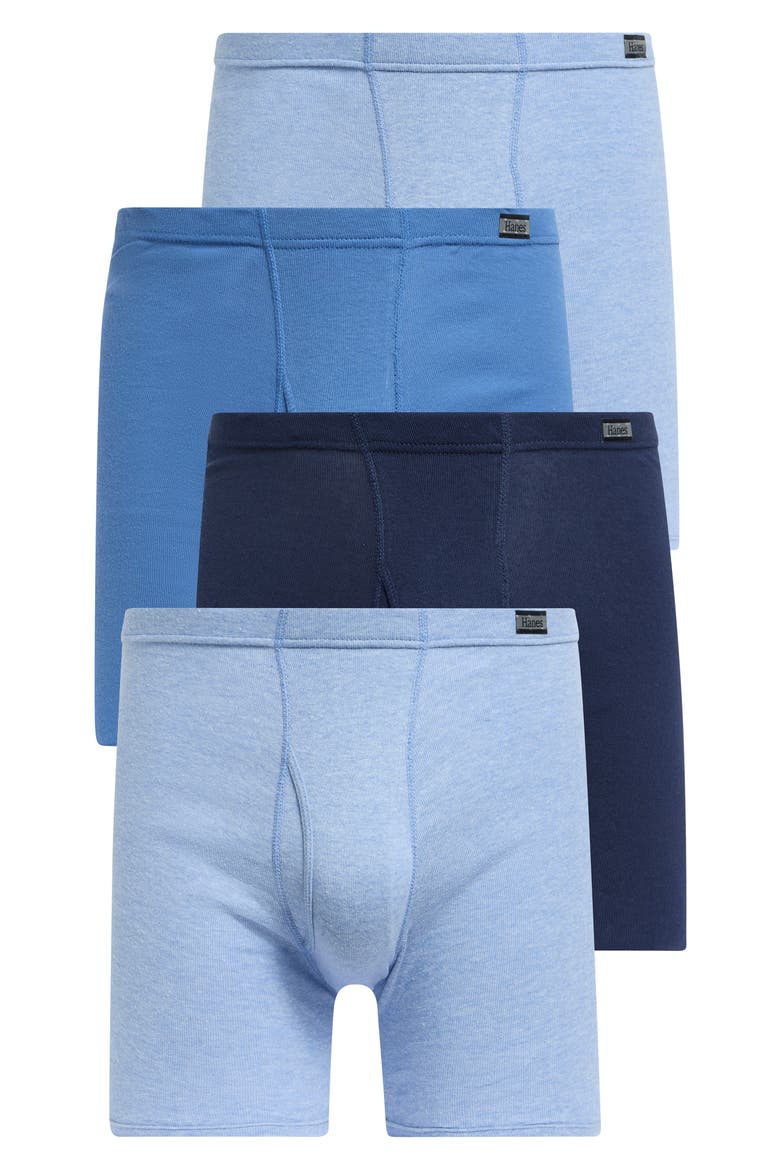 4-Pack Cotton Boxer Briefs, Main, color, BLUE