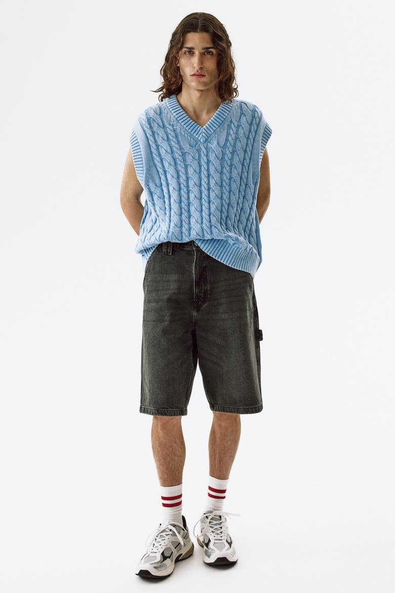 Relaxed Fit Cotton Sweater Vest, Alternate, color, Light dusty blue
