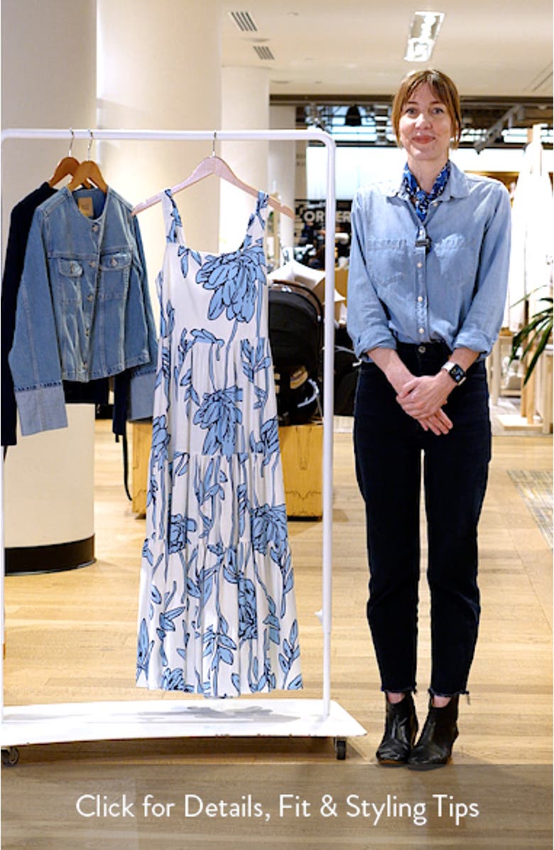Carmen Tiered Print Midi Dress, sales video thumbnail