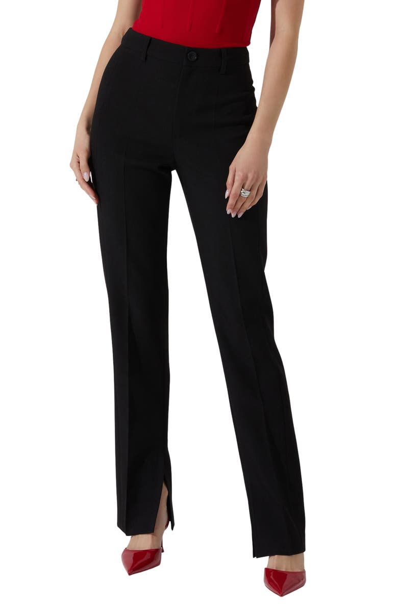 ASTR the Label Marlowe High Waist Slit Hem Pants, Main, color, Black