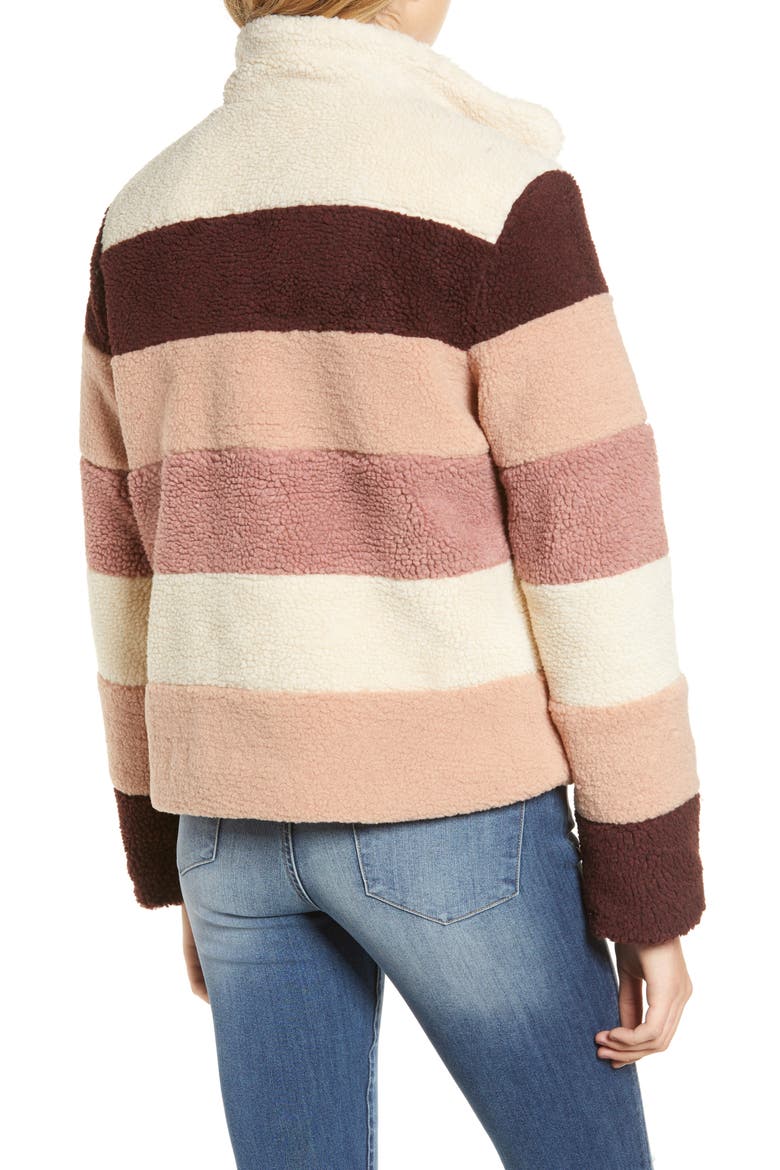 Stripe Faux Shearling Jacket, Alternate, color, IVORY EGRET MUTLI STRIPE