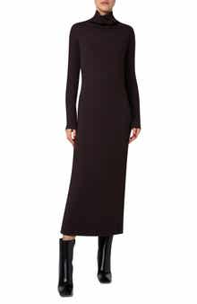 Akris Long Sleeve Wool Jersey Midi Dress