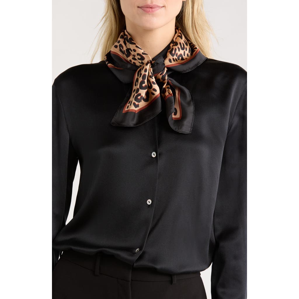 Ellian Leopard Print Satin Square Scarf In Multi