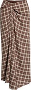 WAYF Laurel Plaid Drape Detail Cotton Skirt