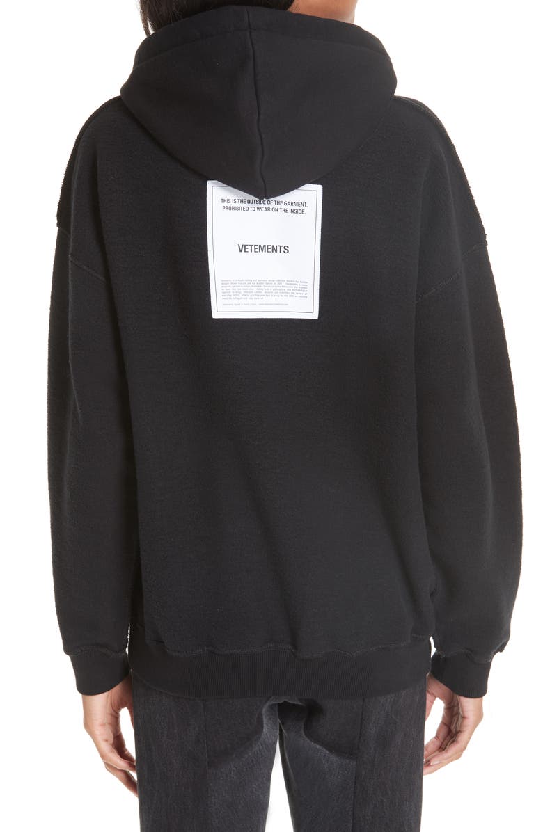 VETEMENTS Inside-Out Hoodie, Alternate, color,