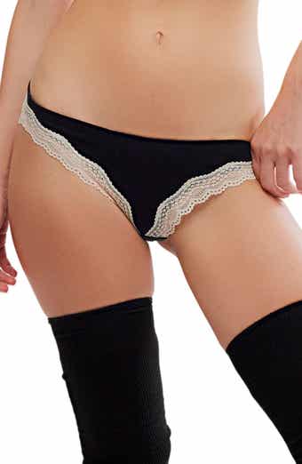 Free People Oh My Darling Lace Trim Cotton Blend Bikini Briefs
