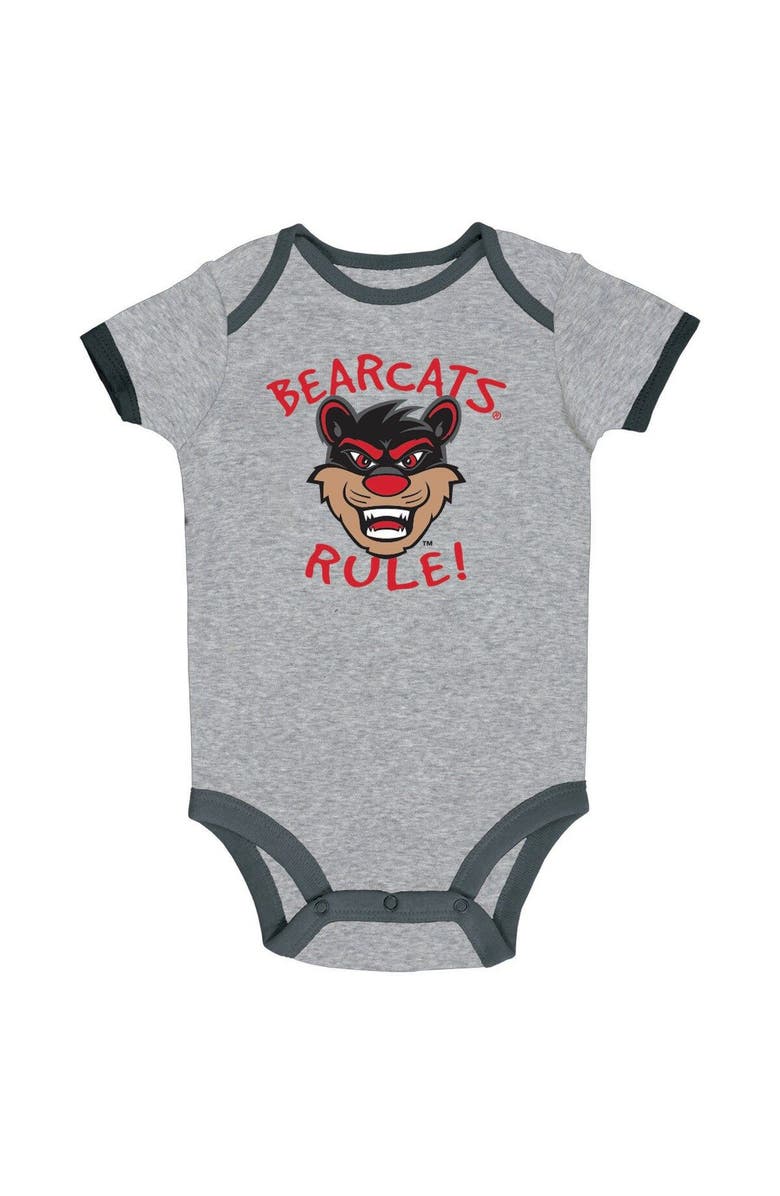 Champion Infant Champion Black/Heather Gray/White Cincinnati Bearcats Three-Pack Bodysuit Set, Alternate, color, 
