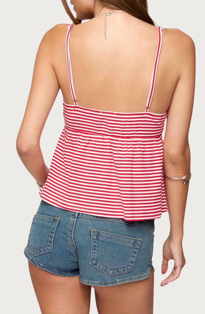 EDIKTED Orietta Stripe Babydoll Camisole, Alternate, color, Red