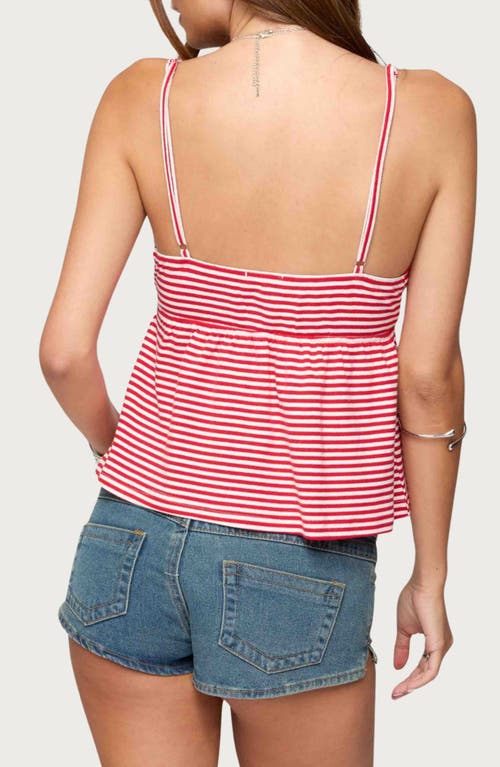 Edikted Orietta Stripe Babydoll Camisole In Red