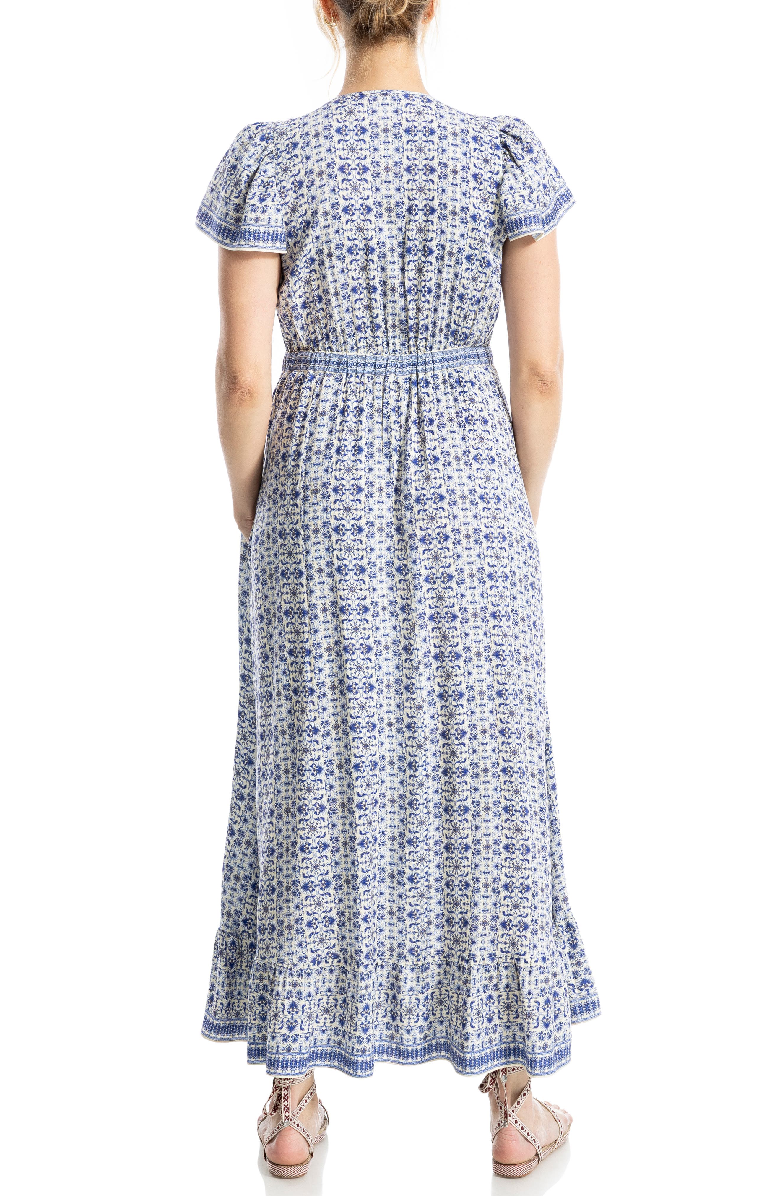 Empire Waist Flutter Sleeve Maxi Dress - image 2