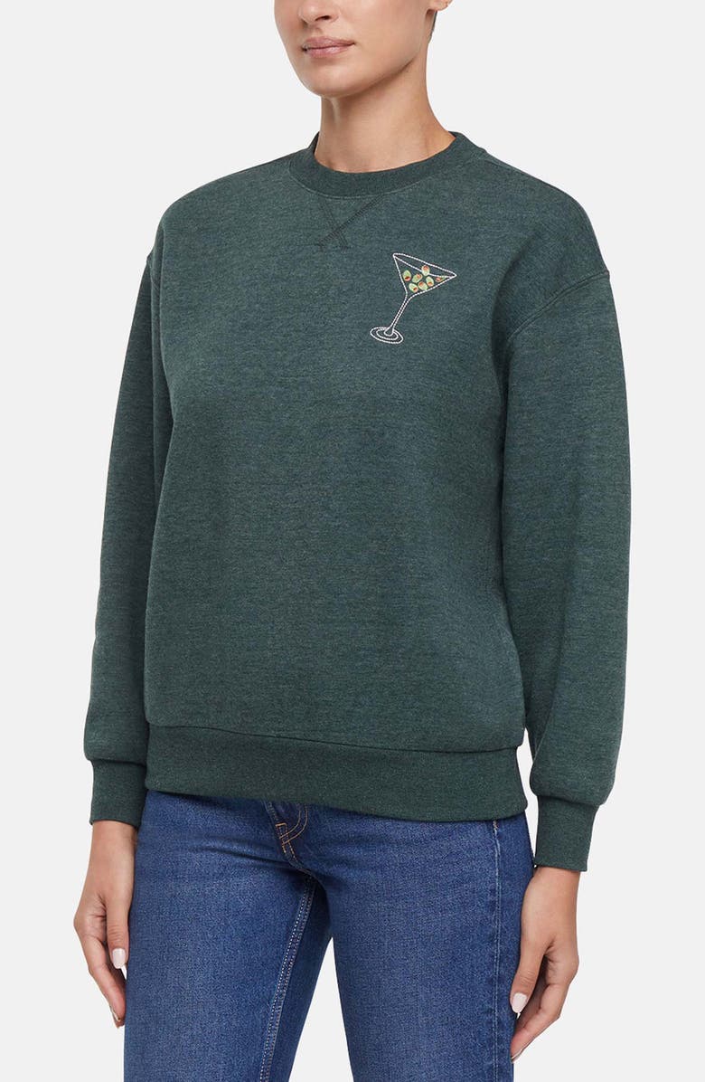 Wildfox Extra Olives Charlie Embroidered Sweatshirt, Alternate, color, Pine Grove