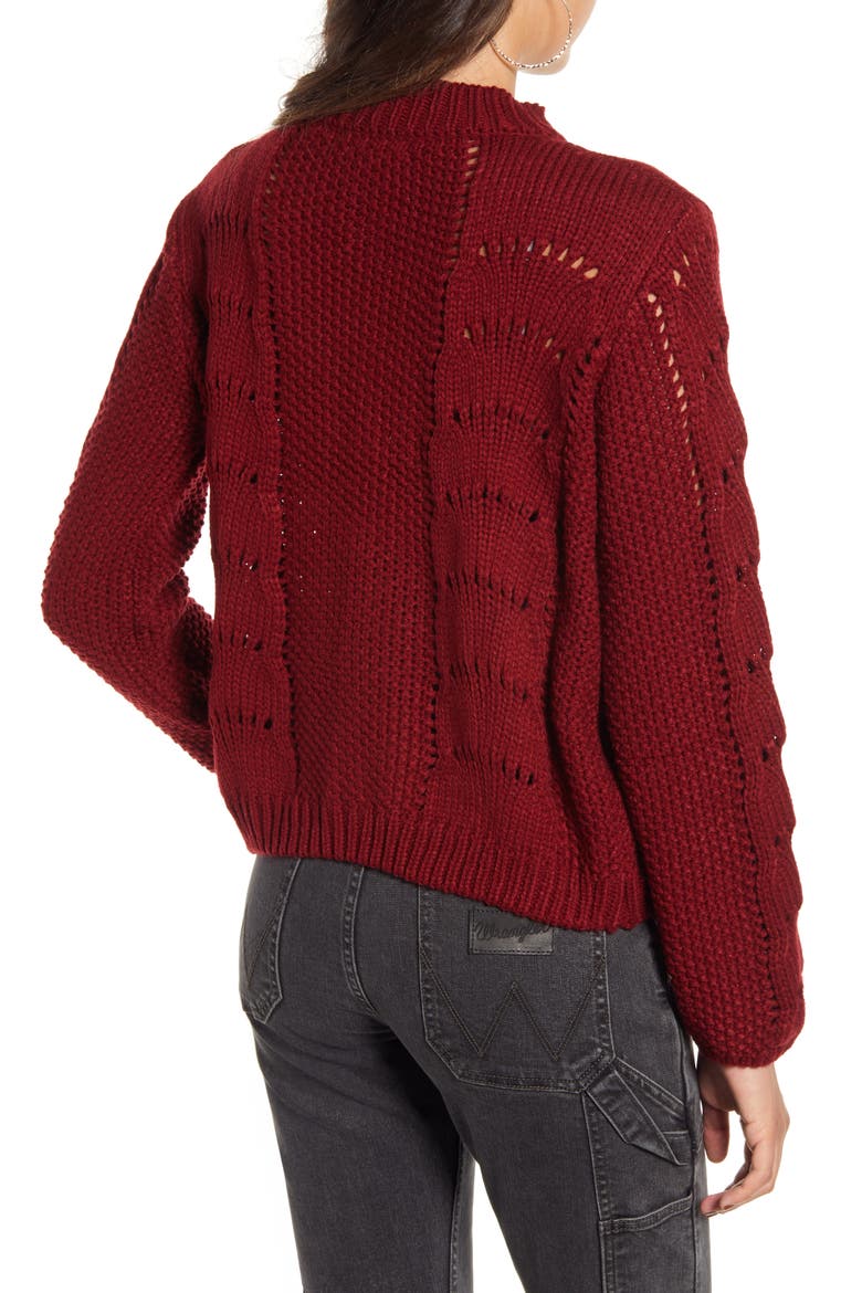 Pointelle Sweater, Alternate, color, BURGUNDY