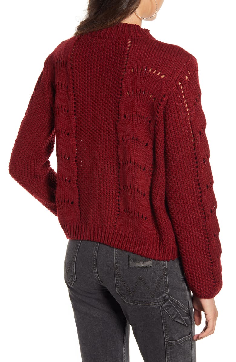 Woven Heart Pointelle Sweater, Alternate, color, 