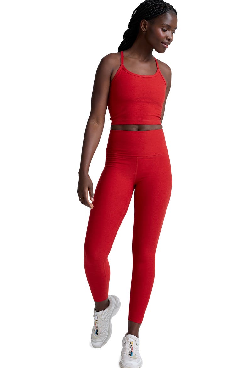Caught in the Midi High Waist Leggings, Alternate, color, HOLLY RED HEATHER