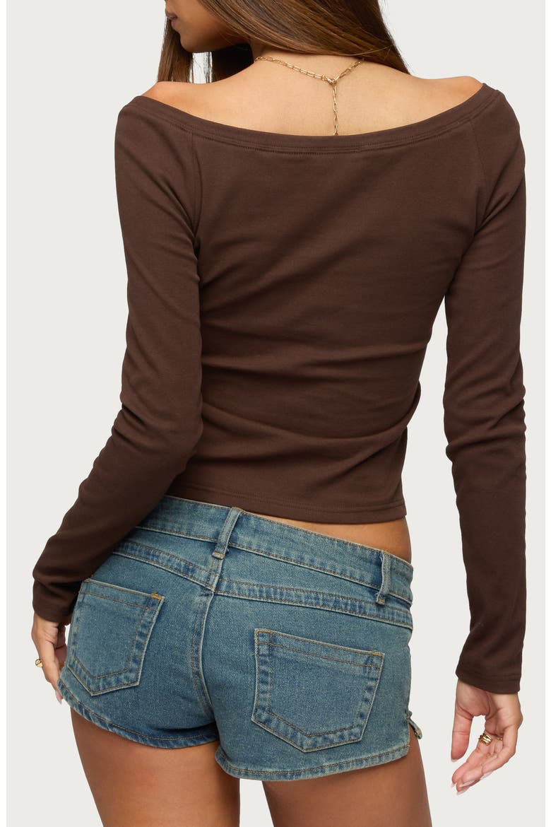 Button Front Knit Top, Alternate, color, BROWN