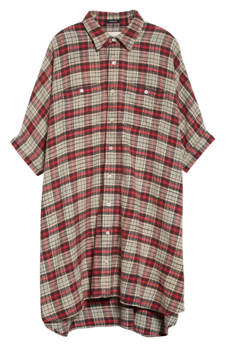 R13 Plaid Oversize Cotton Flannel Shirtdress, Alternate, color,