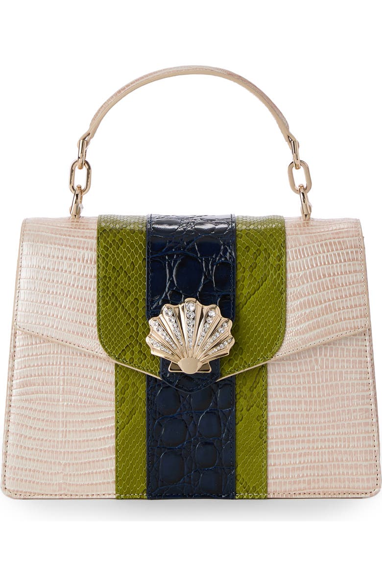 Brahmin Small Hallie Embossed Leather Satchel, Main, color,