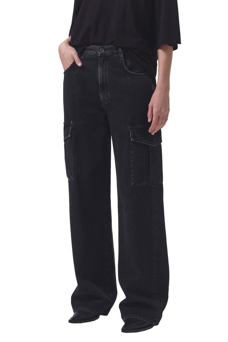 Minka Wide Leg Cargo Jeans, Alternate, color, SPIDER
