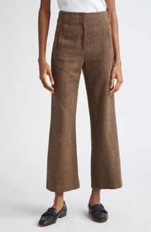 Veronica Beard Dova Tweed Herringbone Crop Wide Leg Pants