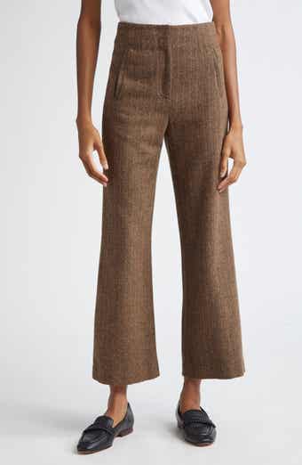 Veronica Beard Dova Tweed Herringbone Crop Wide Leg Pants