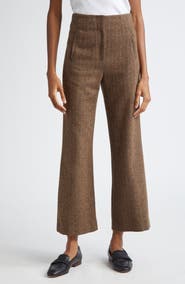 Veronica Beard Dova Tweed Herringbone Crop Wide Leg Pants