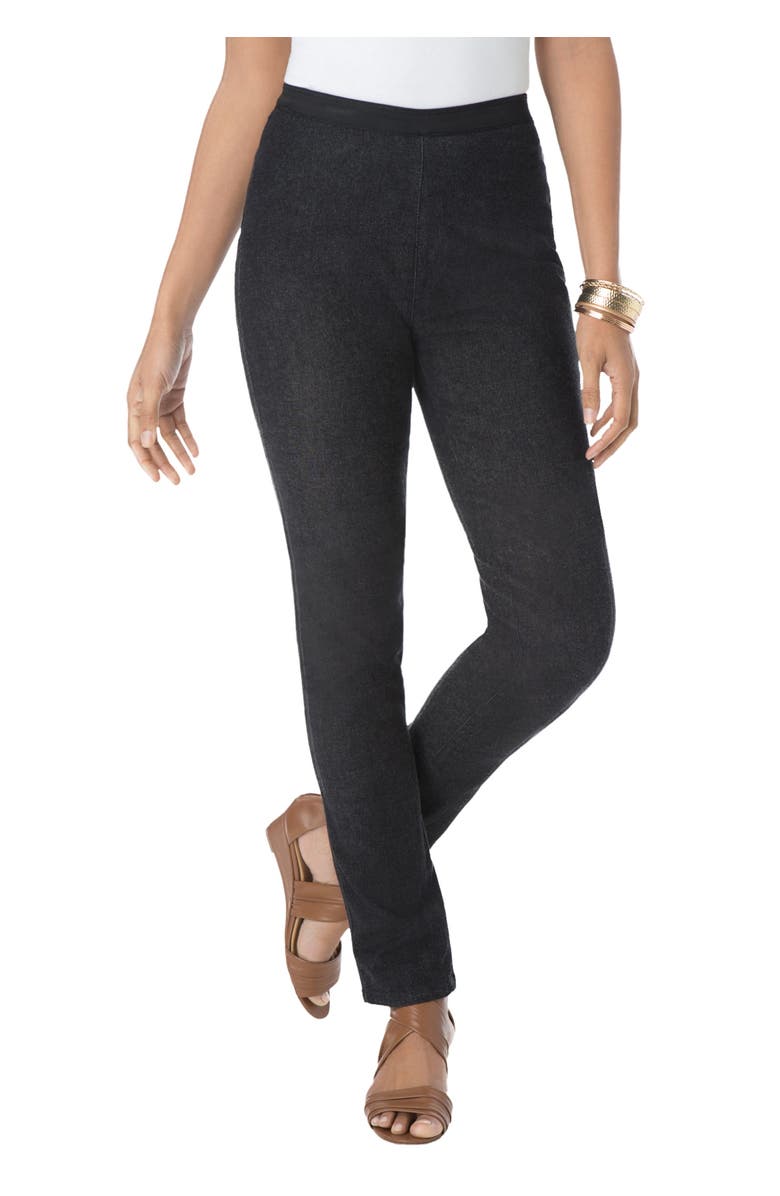 Jessica London Stretch Denim Straight-Leg Jegging, Alternate, color, Black