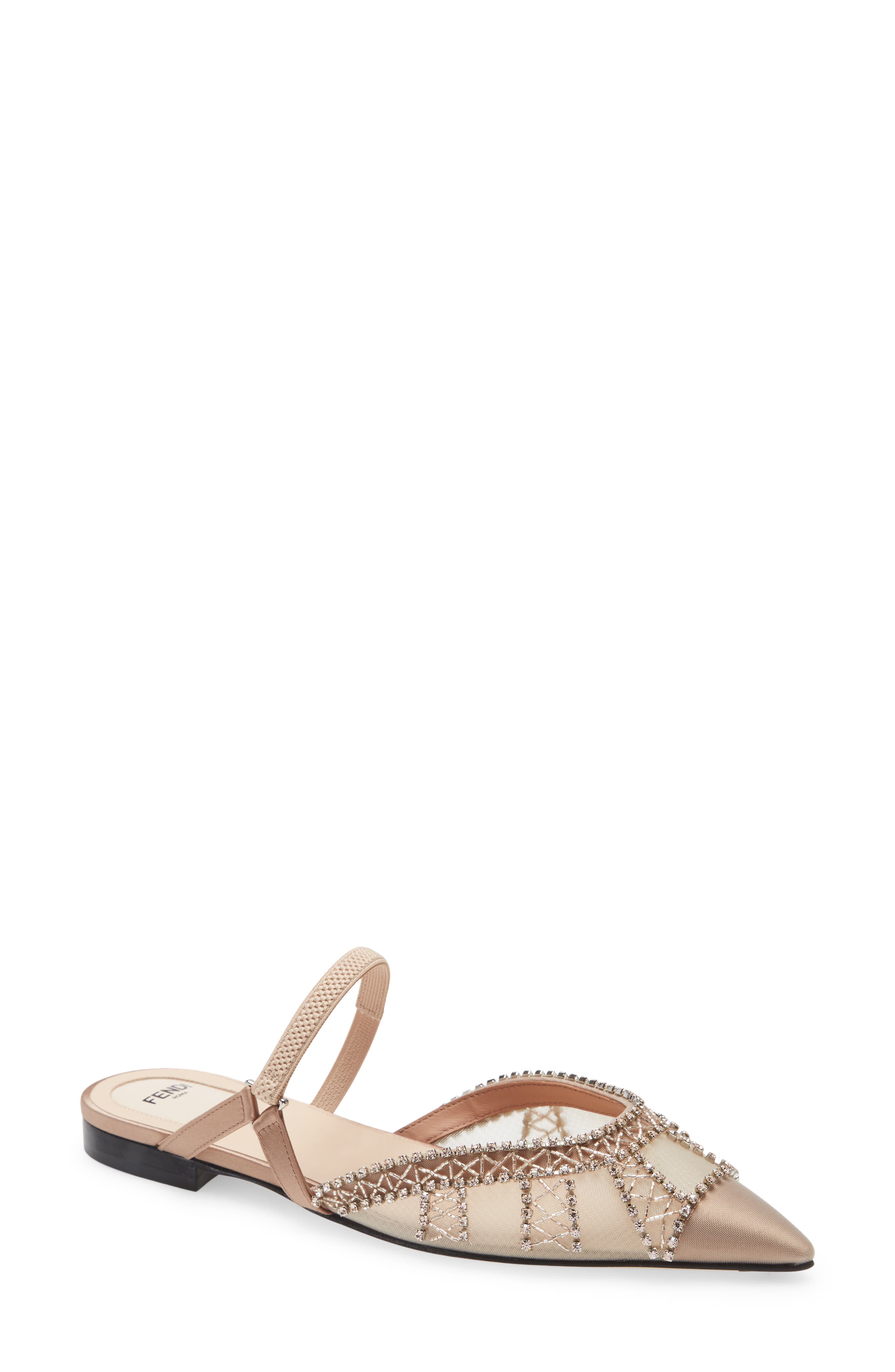 Fendi Colibri Crystal Embellished Mule, Main, color, 