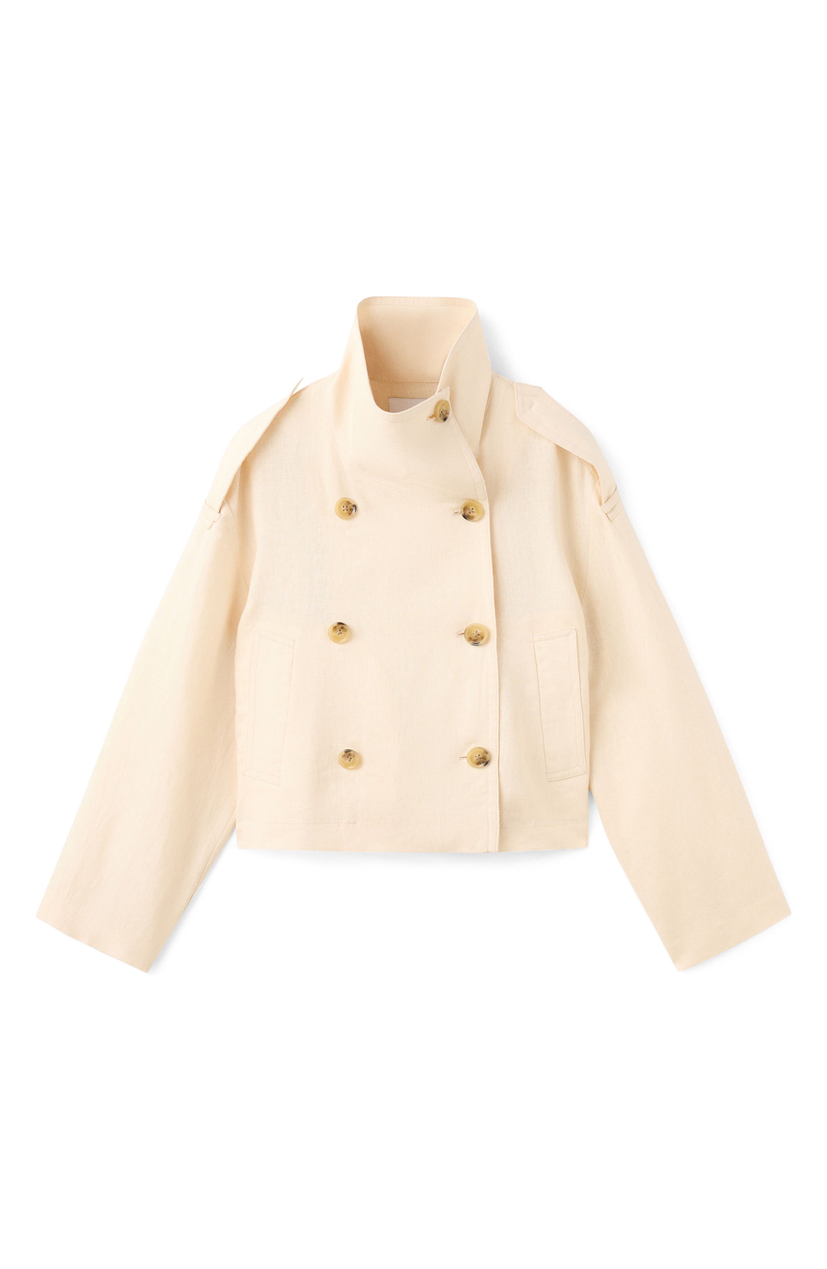 Женские MANGO Funnel Neck Linen Jacket — фото 5