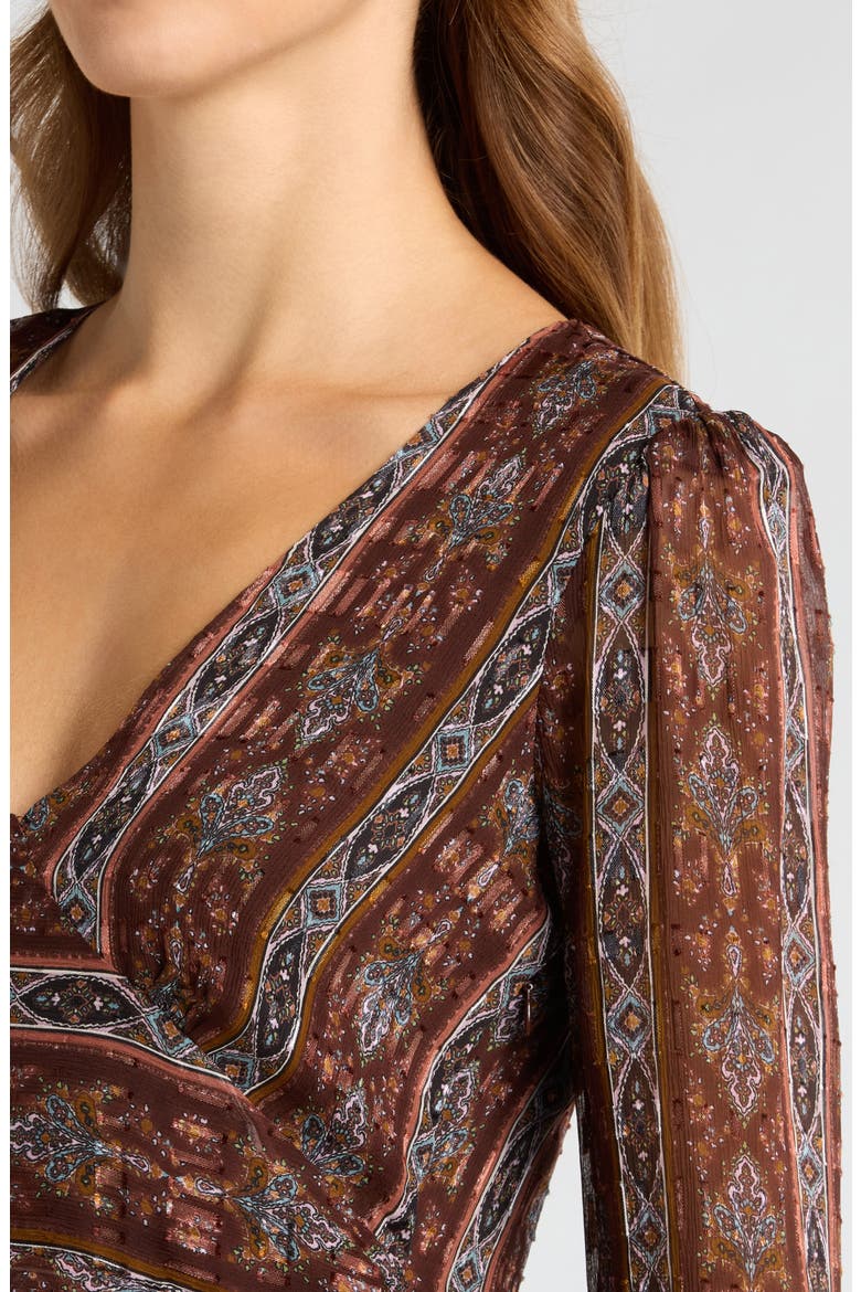 Bucatini Print Long Sleeve Silk Blend Dress, Alternate, color, LANDSLDMUL