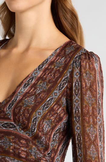 Bucatini Print Long Sleeve Silk Blend Dress