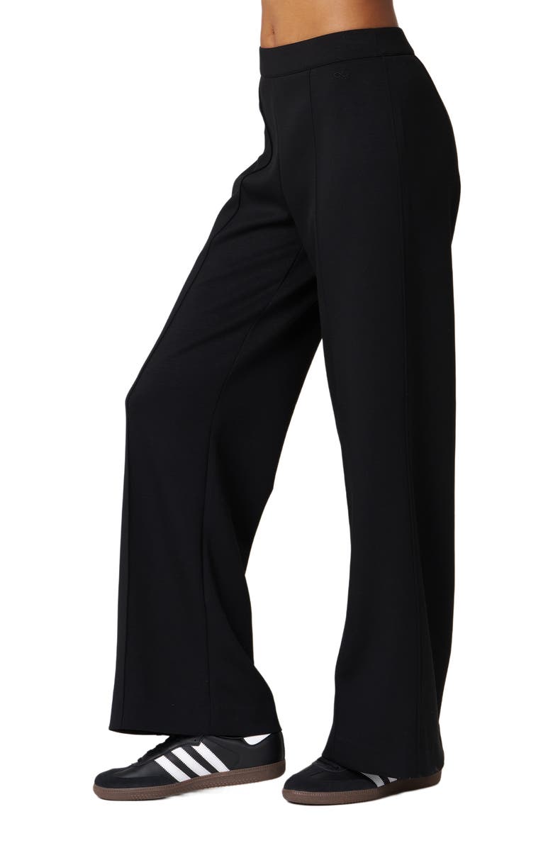 Rebody Active Madison Pintuck Wide Leg Scuba Knit Pant 30", Alternate, color, Black