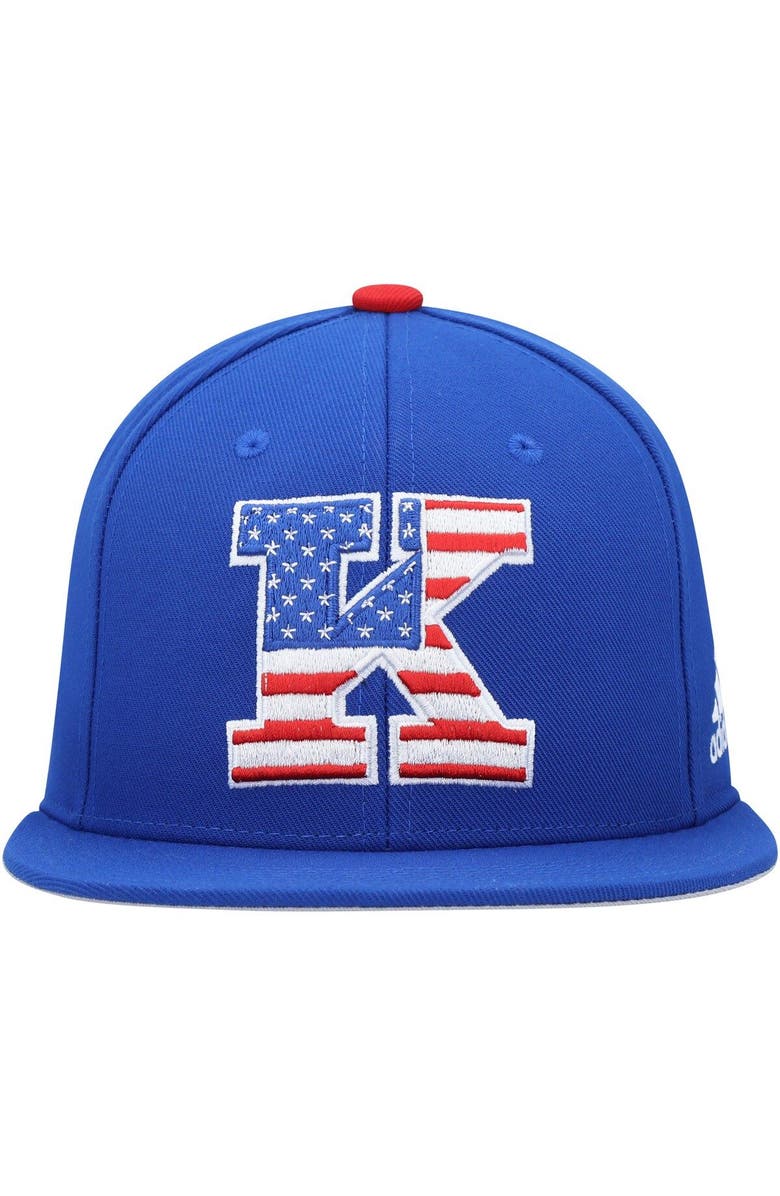 adidas Men's adidas Royal Kansas Jayhawks On-Field Baseball Fitted Hat, Alternate, color, 