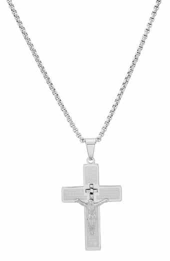 Men's Lord's Prayer Cross Pendant Necklace