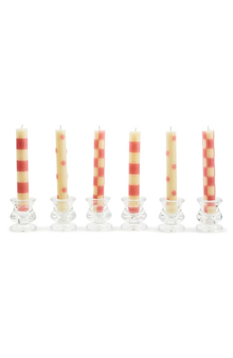Set of 6 Pink Dinner Candles