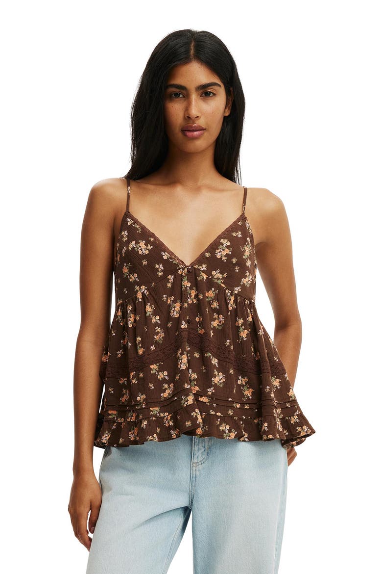 Women's Billie Lace Babydoll Cami, Main, color, Jenna Ditsy Dark Oak