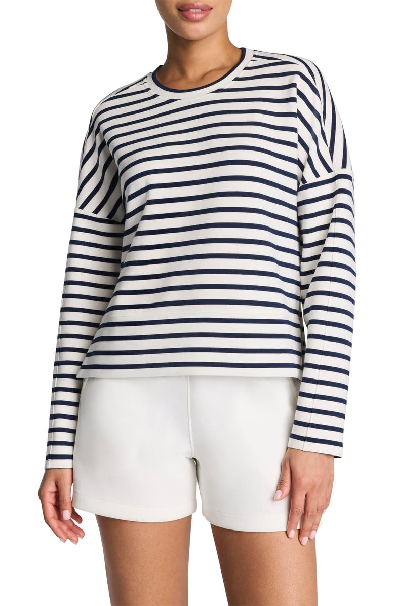 SPANX<sup>®</sup> Air Essentials Stripe Sweatshirt, Main, color, Yacht St P Tnavy