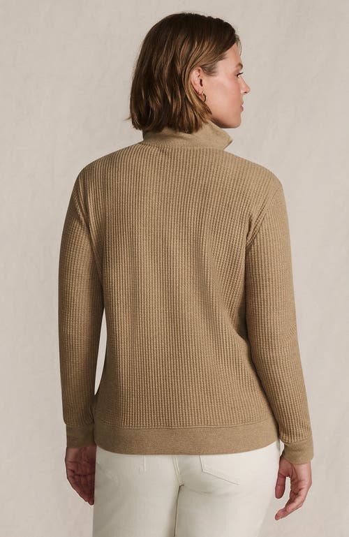 Lands' End Long Sleeve Waffle Quarter Zip Pullover In Multi