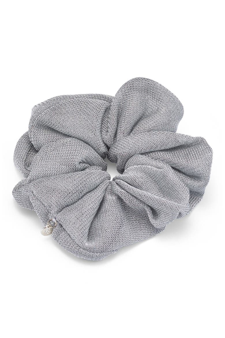 Odessa Oversize Chainmail Scrunchie, Main, color, SILVER